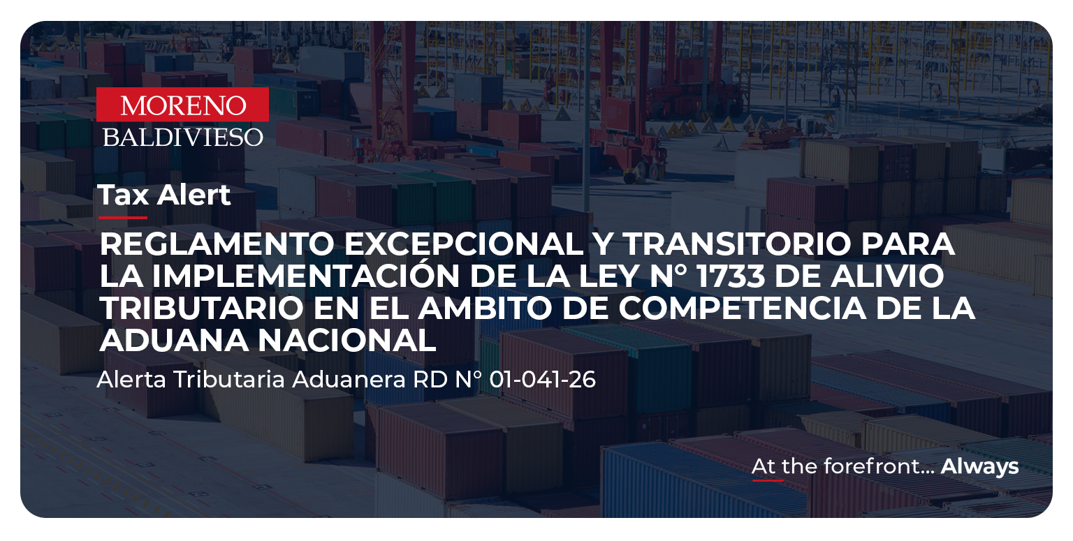 REGLAMENTO EXCEPCIONAL Y TRANSITORIO PARA LA IMPLEMENTACIÓN DE LA LEY N° 1733 DE ALIVIO TRIBUTARIO EN EL AMBITO DE COMPETENCIA DE LA ADUANA NACIONAL