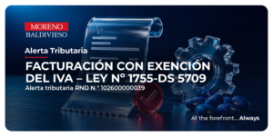 FACTURACIÓN CON EXENCIÓN DEL IVA – LEY Nº 1755-DS 5709